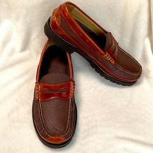 LL Bean Men's Allagash Handsewn Bison Leather Penny Loafers Size 10 D NWOT
